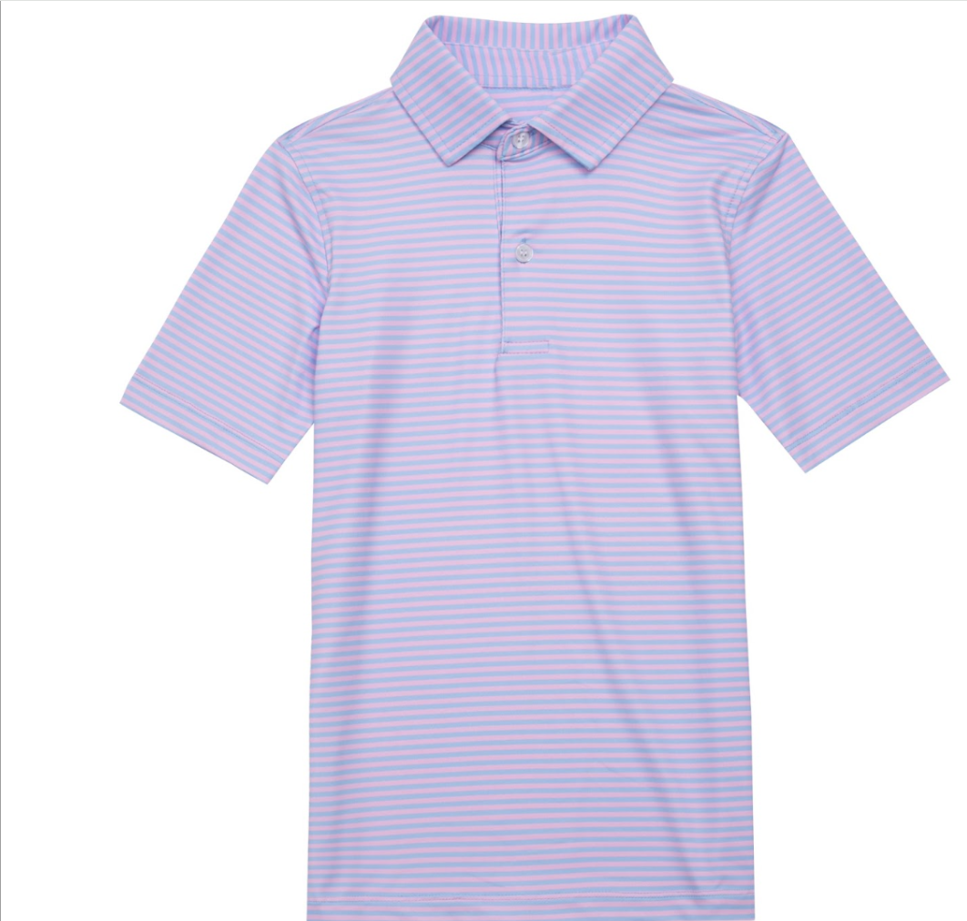 Kids Pink and Light Blue Stripe Polo