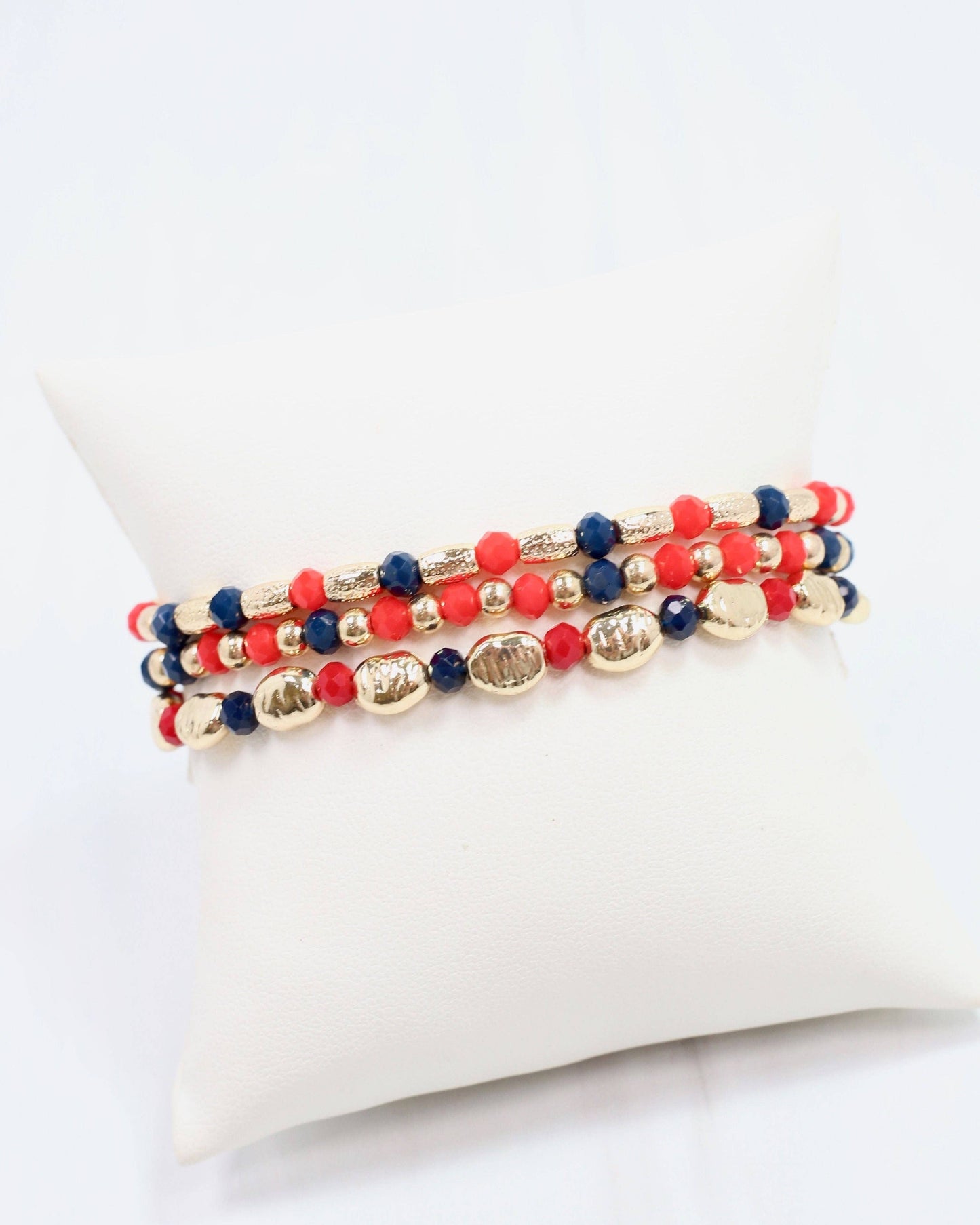 Spirit Beaded Bracelet Set Navy Red