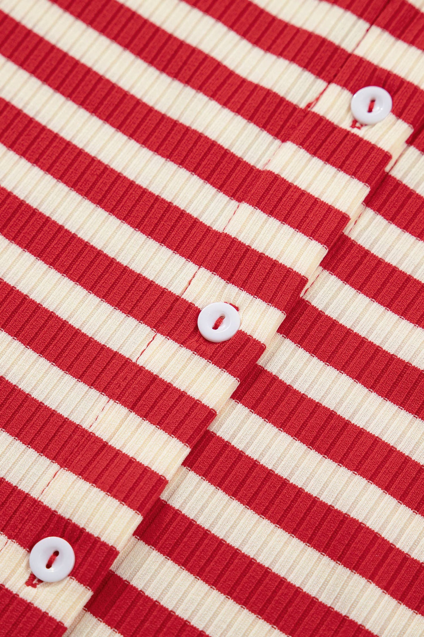 Striped Buttoned Ribbed Knit Tank Top