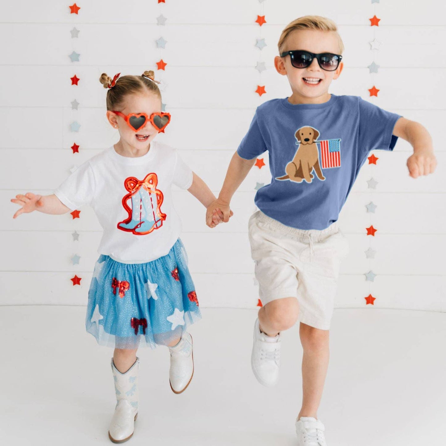 Patriotic Cowgirl Patch Short Sleeve T-Shirt -Fourth of July