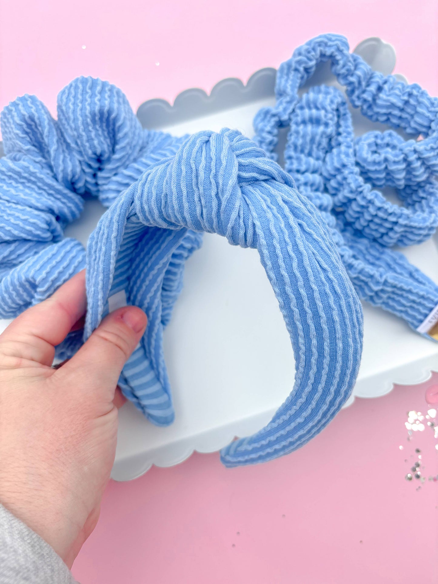 Azul Blue Ribbed Teacher Gift Set- Lanyard| Knotted Headband