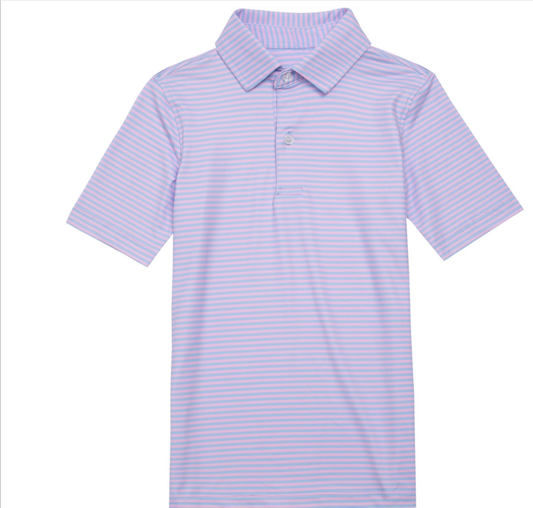 Kids Pink and Light Blue Stripe Polo