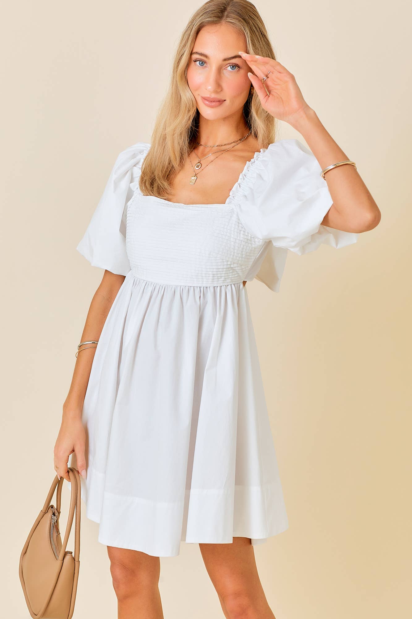 Ruffle Square A-line Cotton Midi Dresses