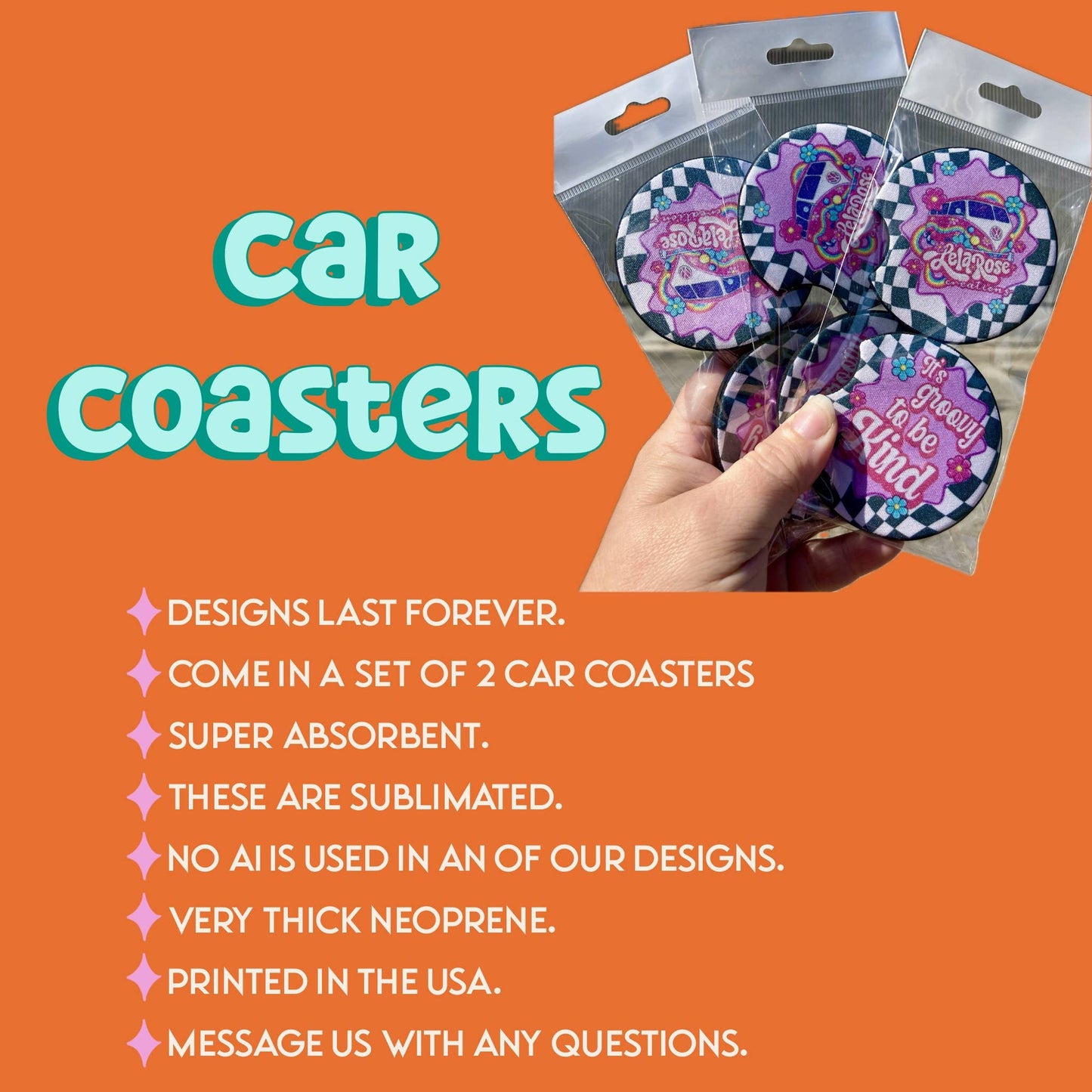 Cotton candy Alani car coasters