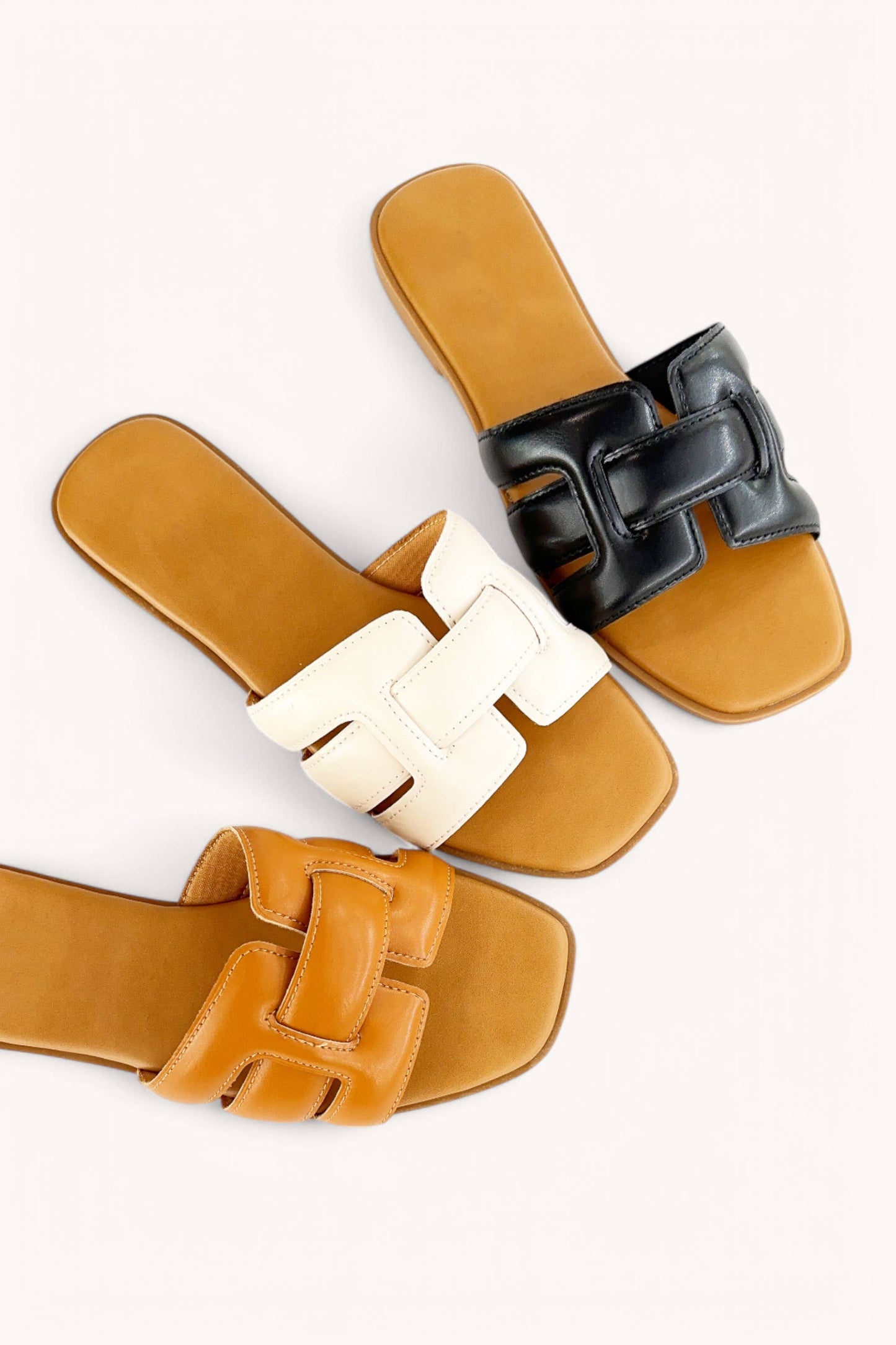 PADDED WOVEN STRAP SLIP ON SANDALS