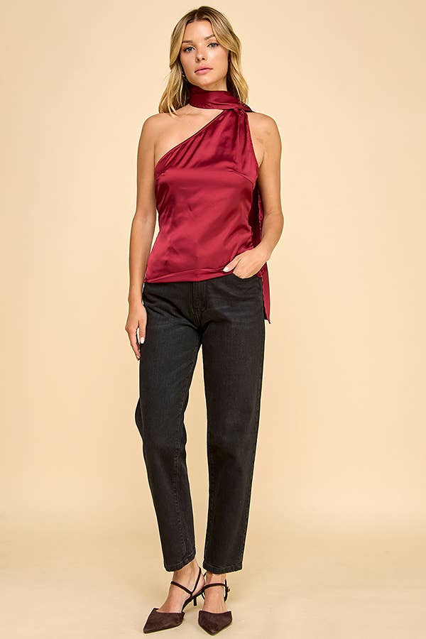 Gameday One shoulder top with scarf