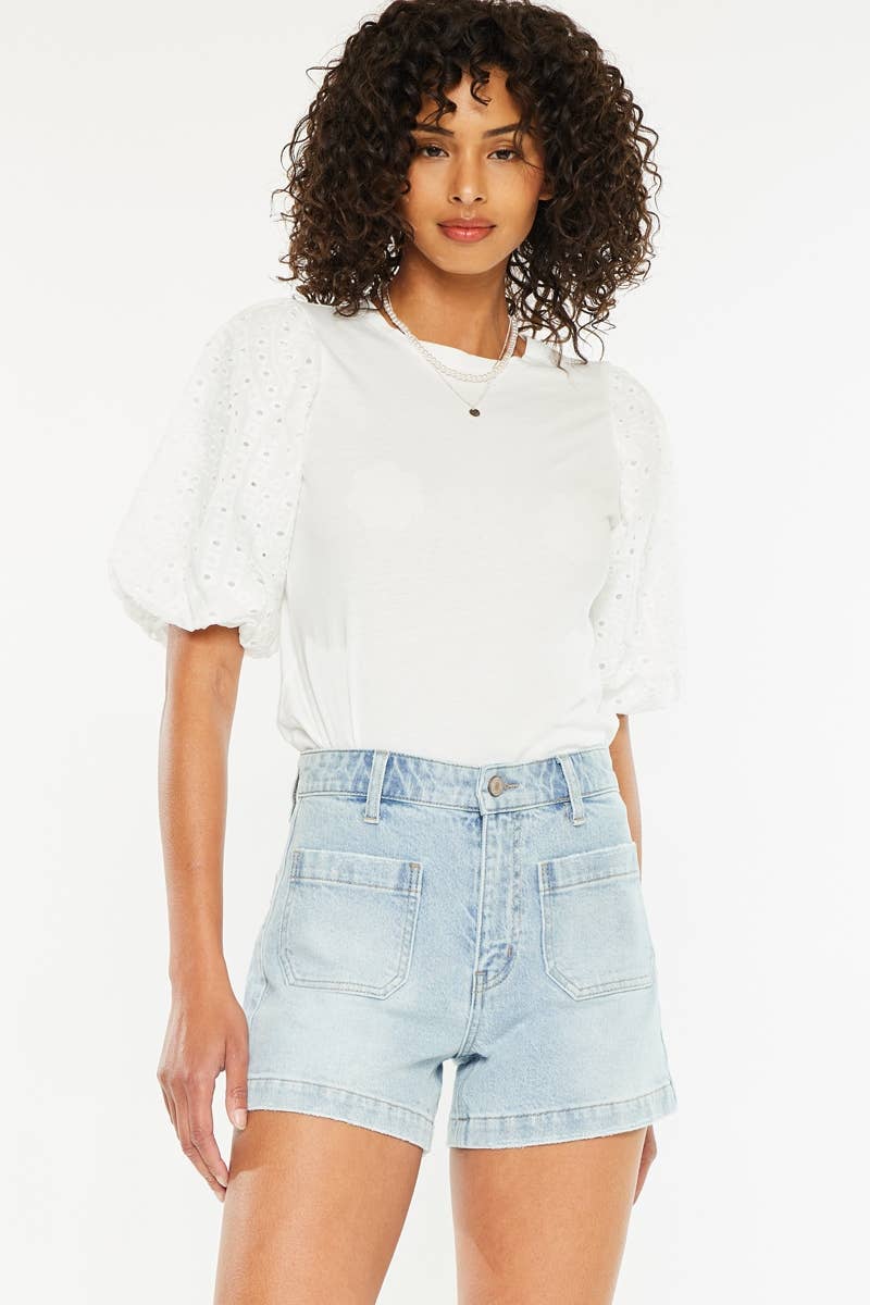 OPEN PACK  HIGH RISE A-LINE TROUSER DENIM SHORTS-KC78035L