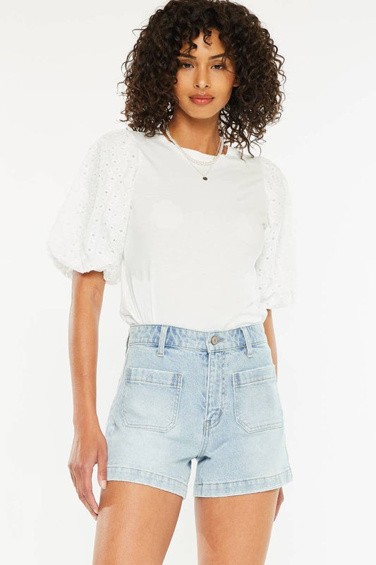 OPEN PACK  HIGH RISE A-LINE TROUSER DENIM SHORTS-KC78035L