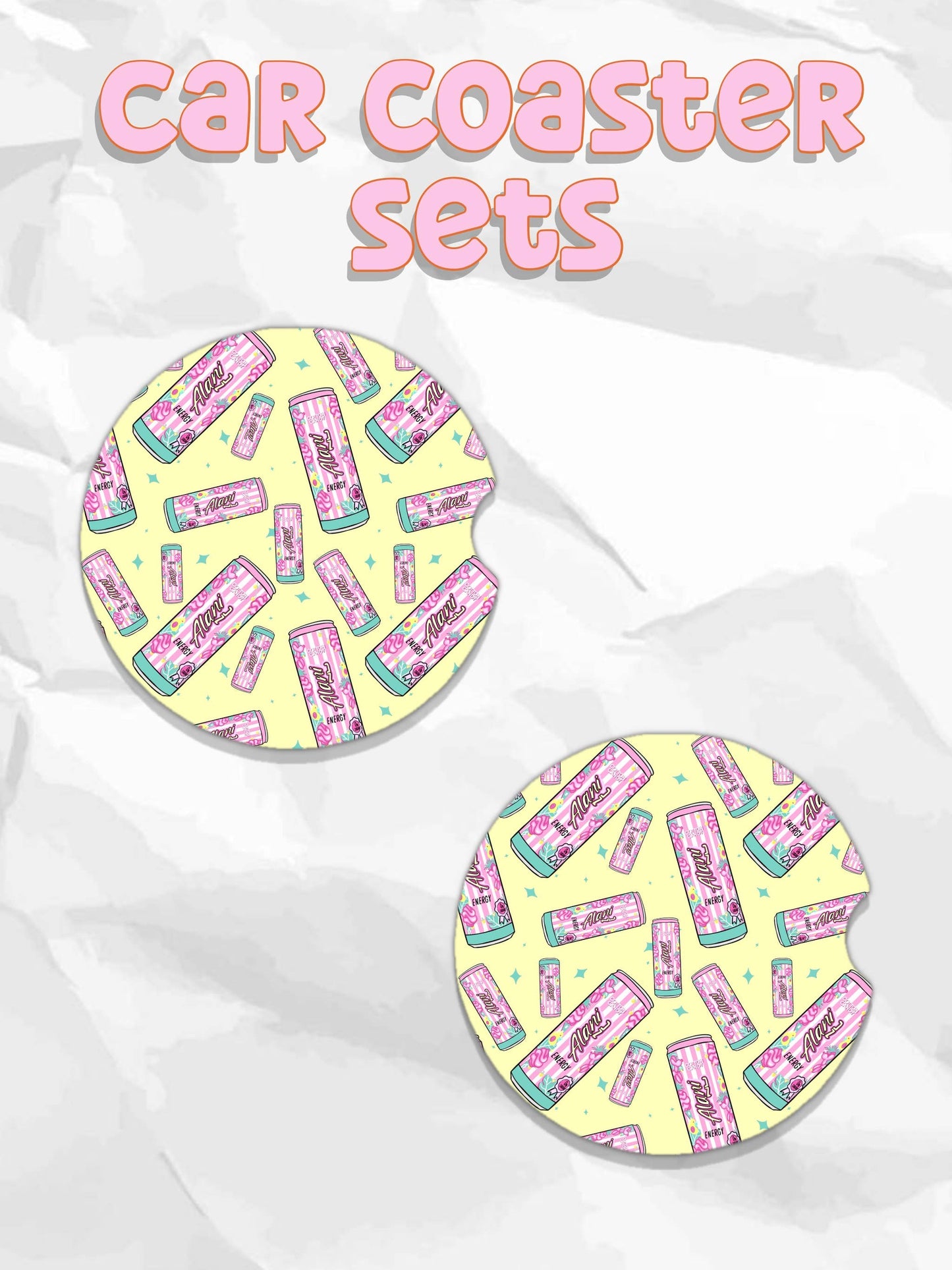 Cotton candy Alani car coasters