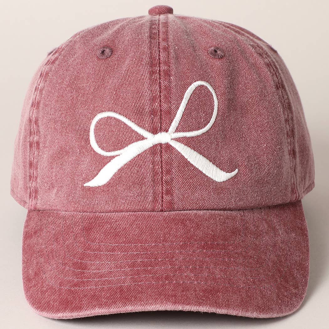 Bow Embroidered Cotton Baseball Cap