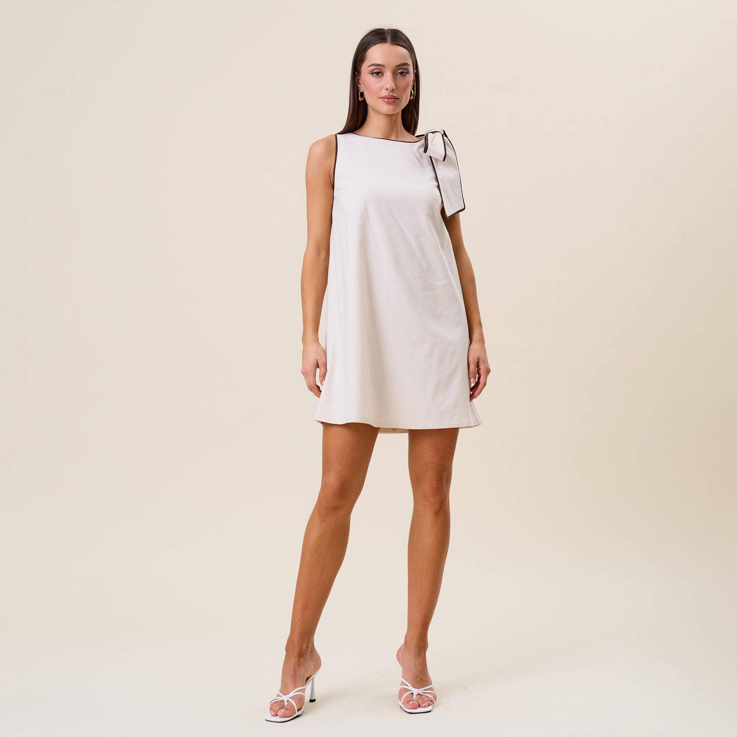 AD3033 Tie shoulder sleeveless mini shift dress