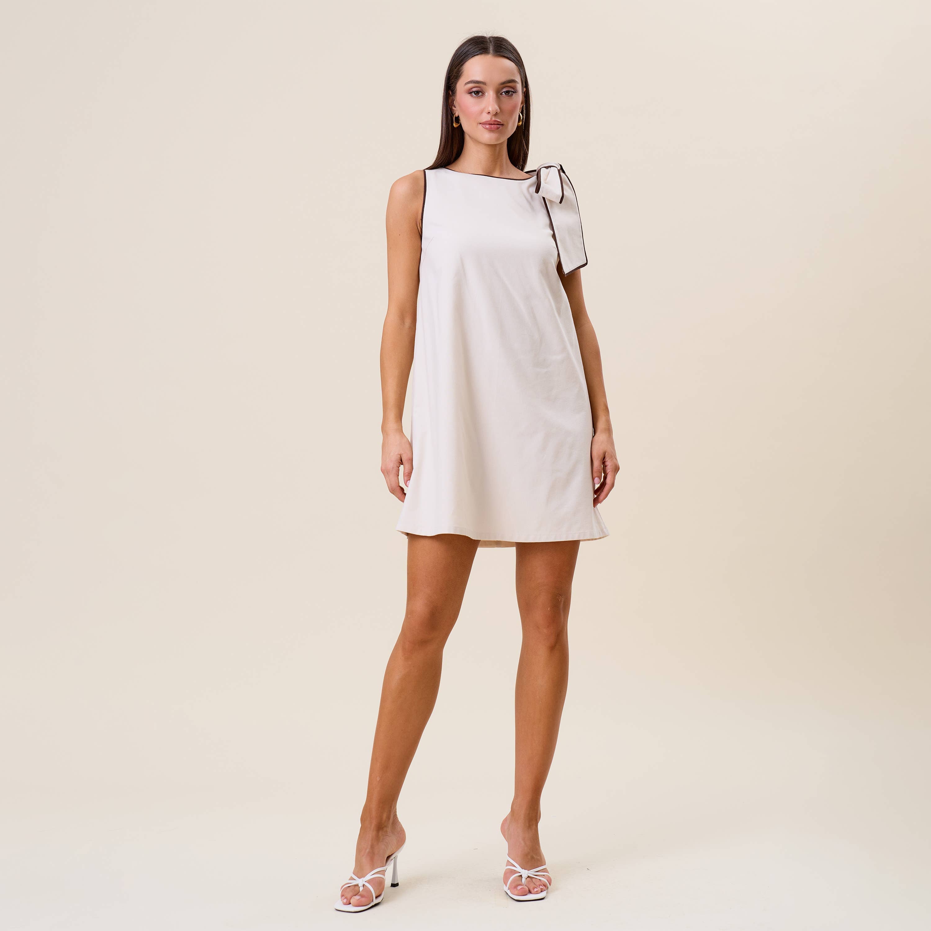 AD3033 Tie shoulder sleeveless mini shift dress