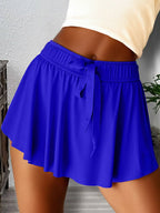 Drawstring High Waist Lined Tennis Skorts