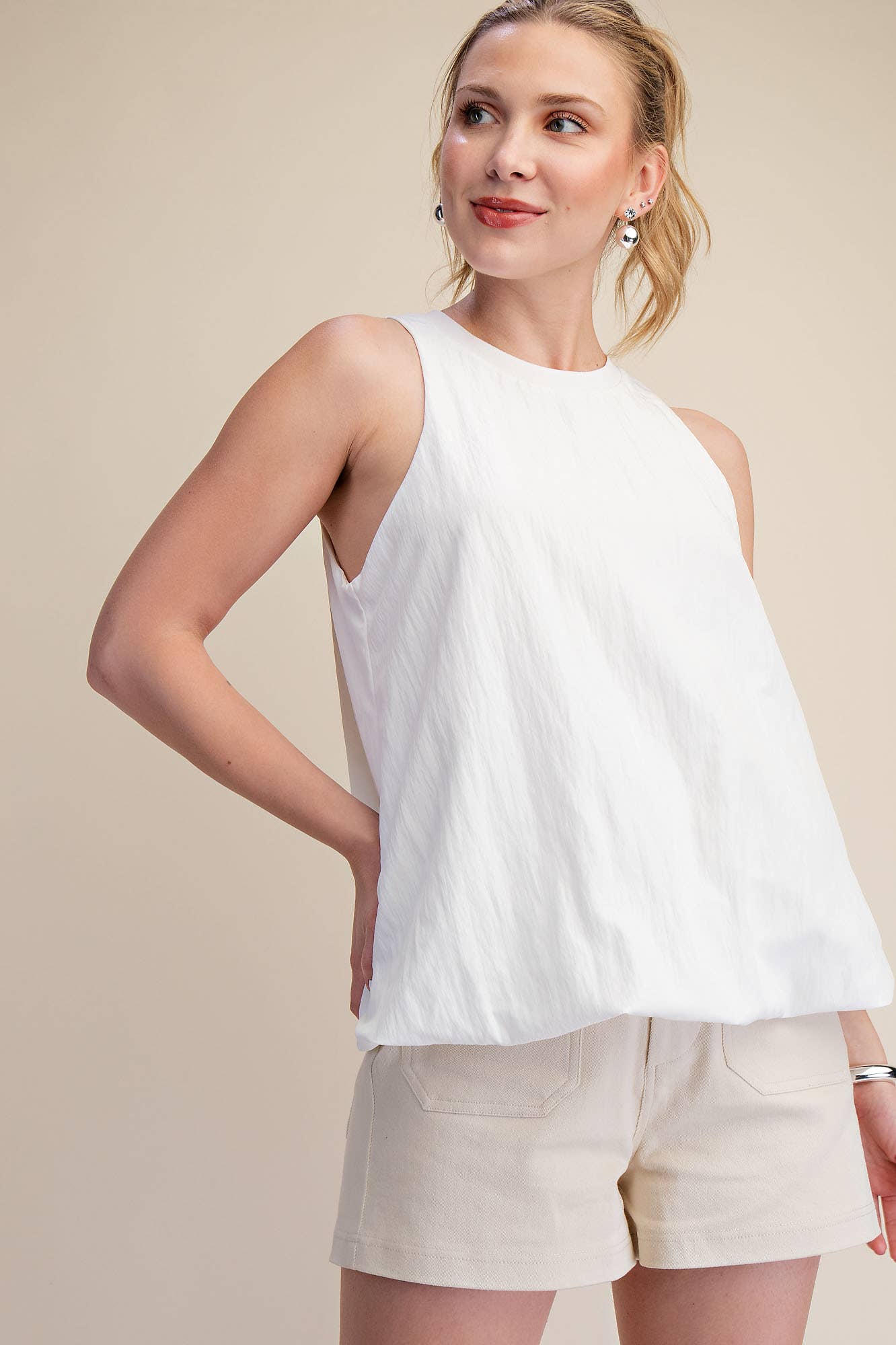 Sleeveless Crew-Neck Top