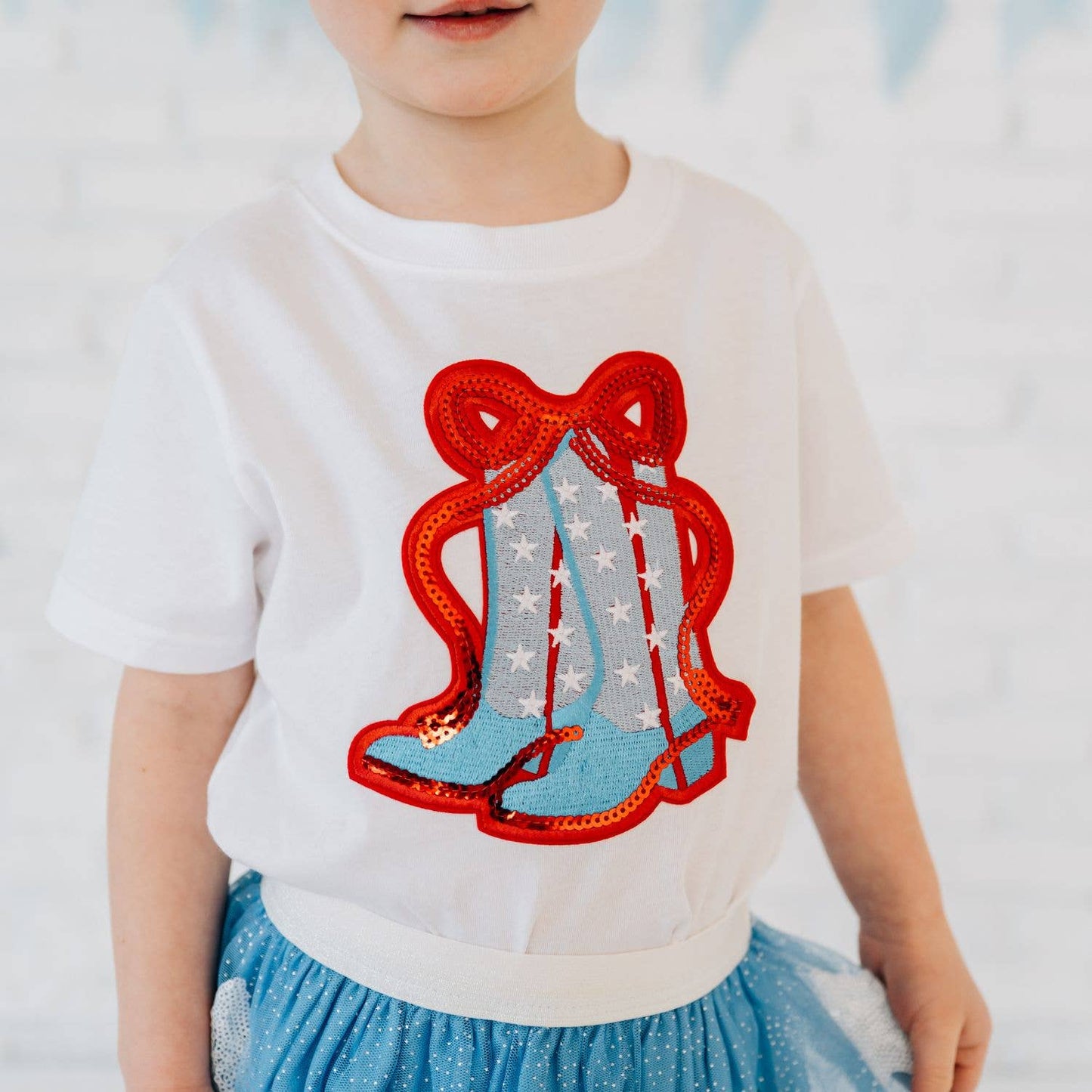 Patriotic Cowgirl Patch Short Sleeve T-Shirt -Fourth of July