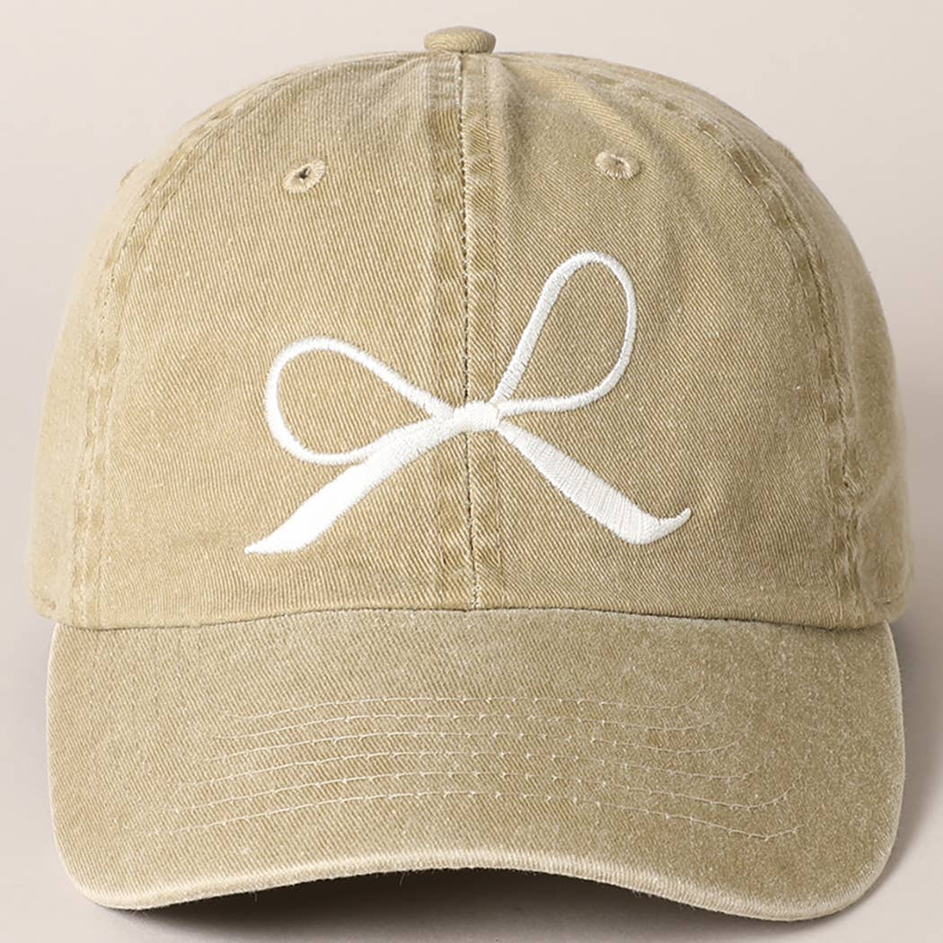 Bow Embroidered Cotton Baseball Cap