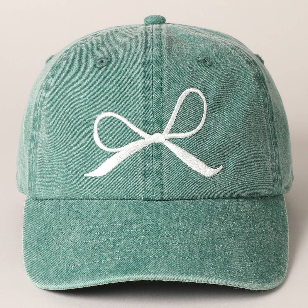 Bow Embroidered Cotton Baseball Cap