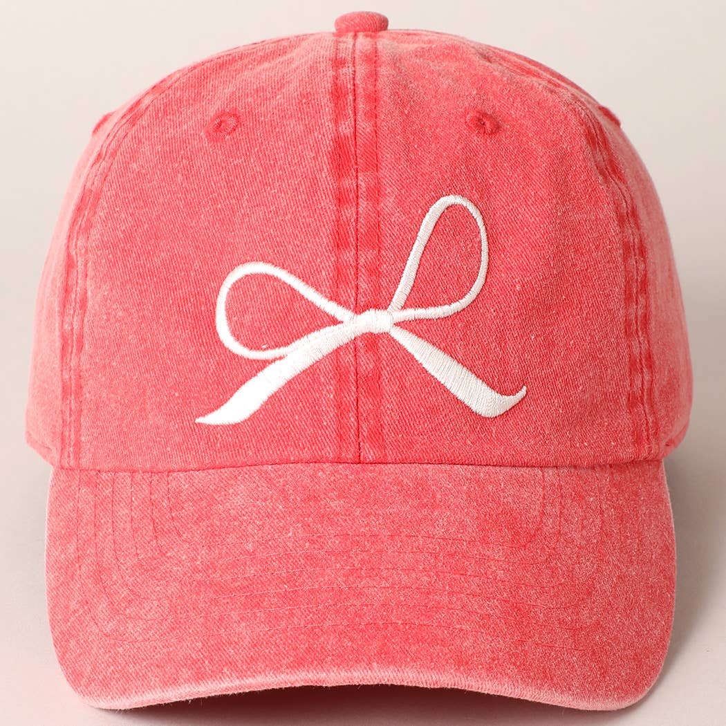 Bow Embroidered Cotton Baseball Cap