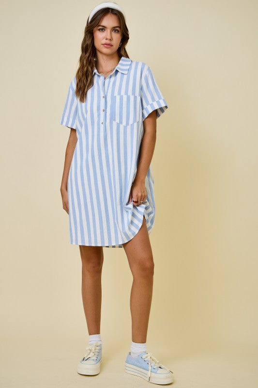 Striped Dress W/ Pocket Detail & Lining