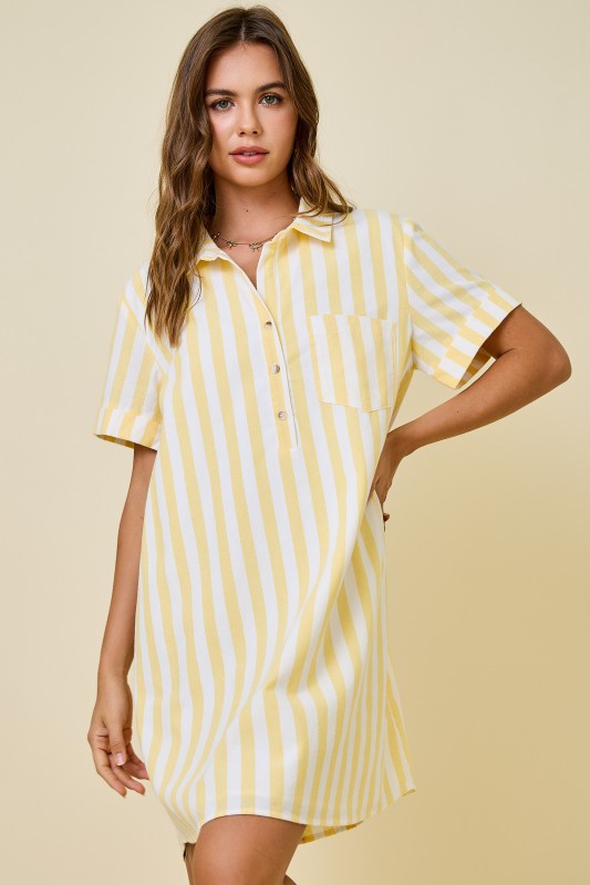 Striped Dress W/ Pocket Detail & Lining