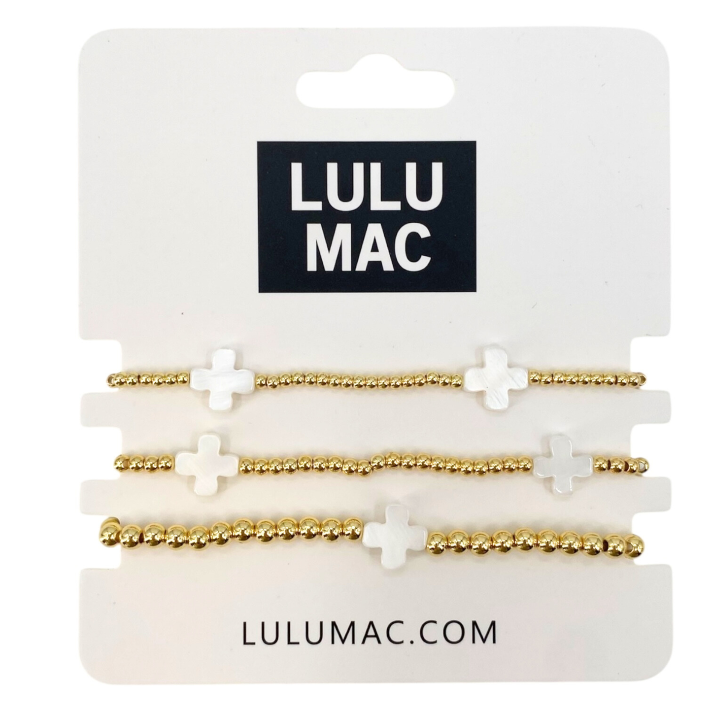 White Cross Stack Bracelets