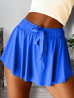 Drawstring High Waist Lined Tennis Skorts