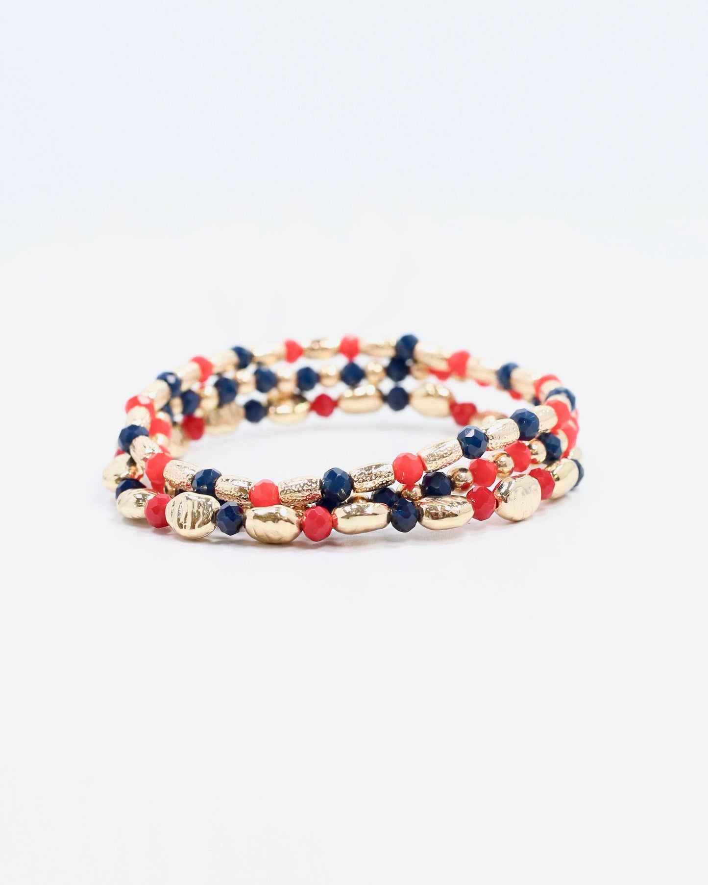 Spirit Beaded Bracelet Set Navy Red