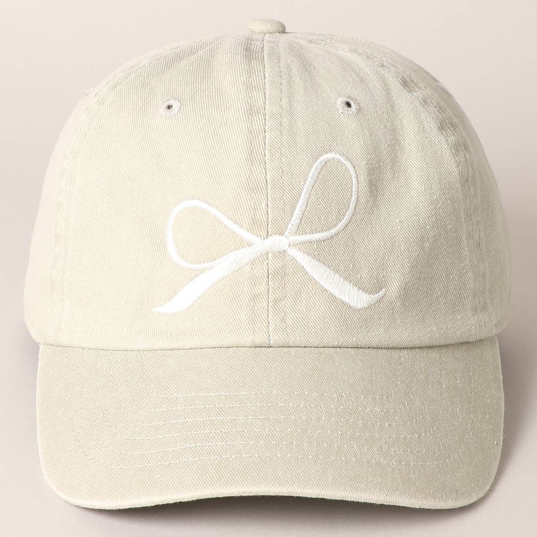 Bow Embroidered Cotton Baseball Cap