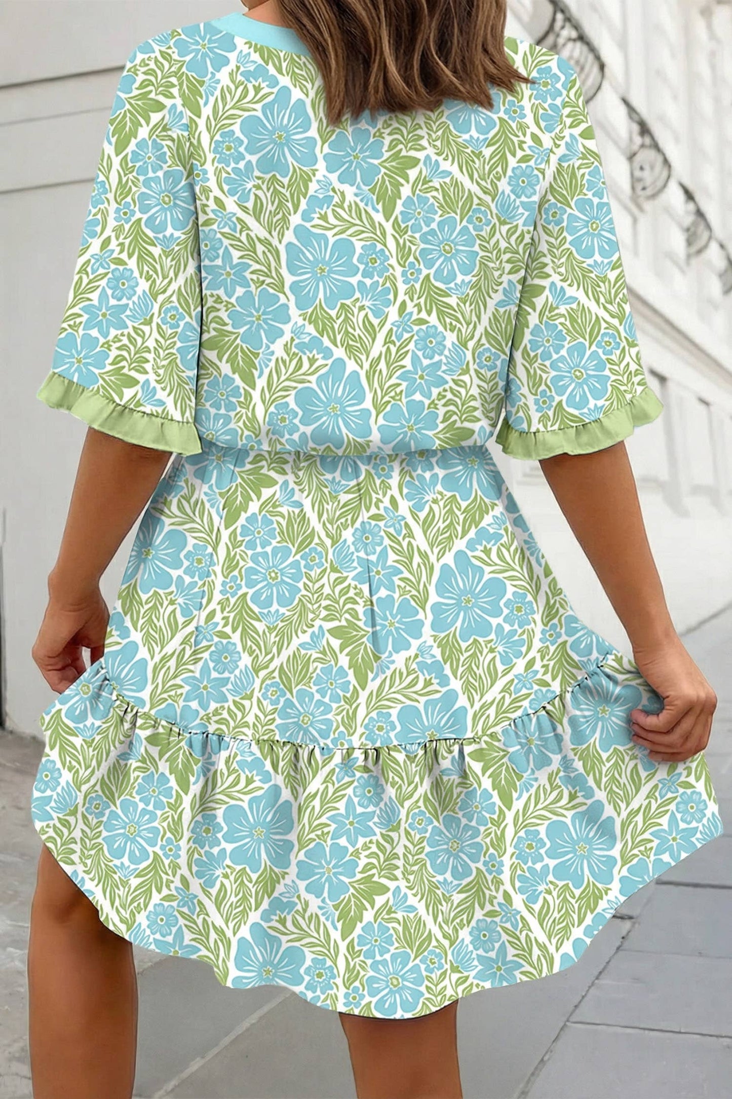 Floral Print Frill Trim Blouse & Series