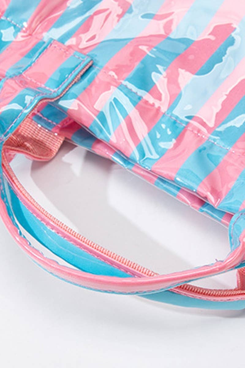 Large Capacity Striped PVC Tote Bag