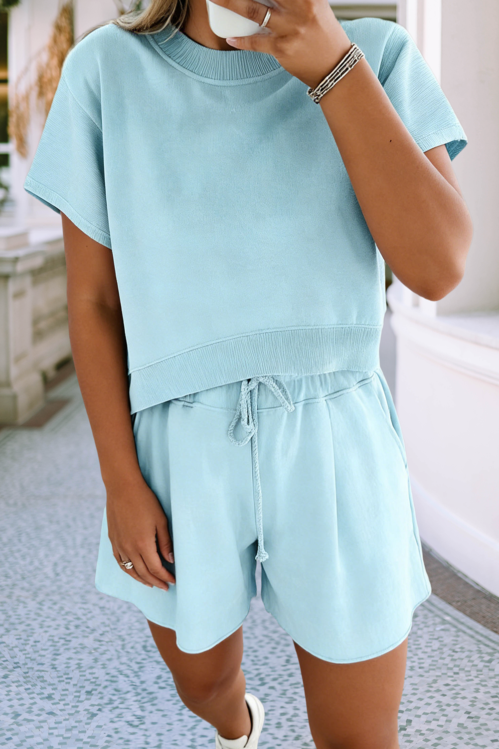 LDC Solid Short Sleeve Two piece Set