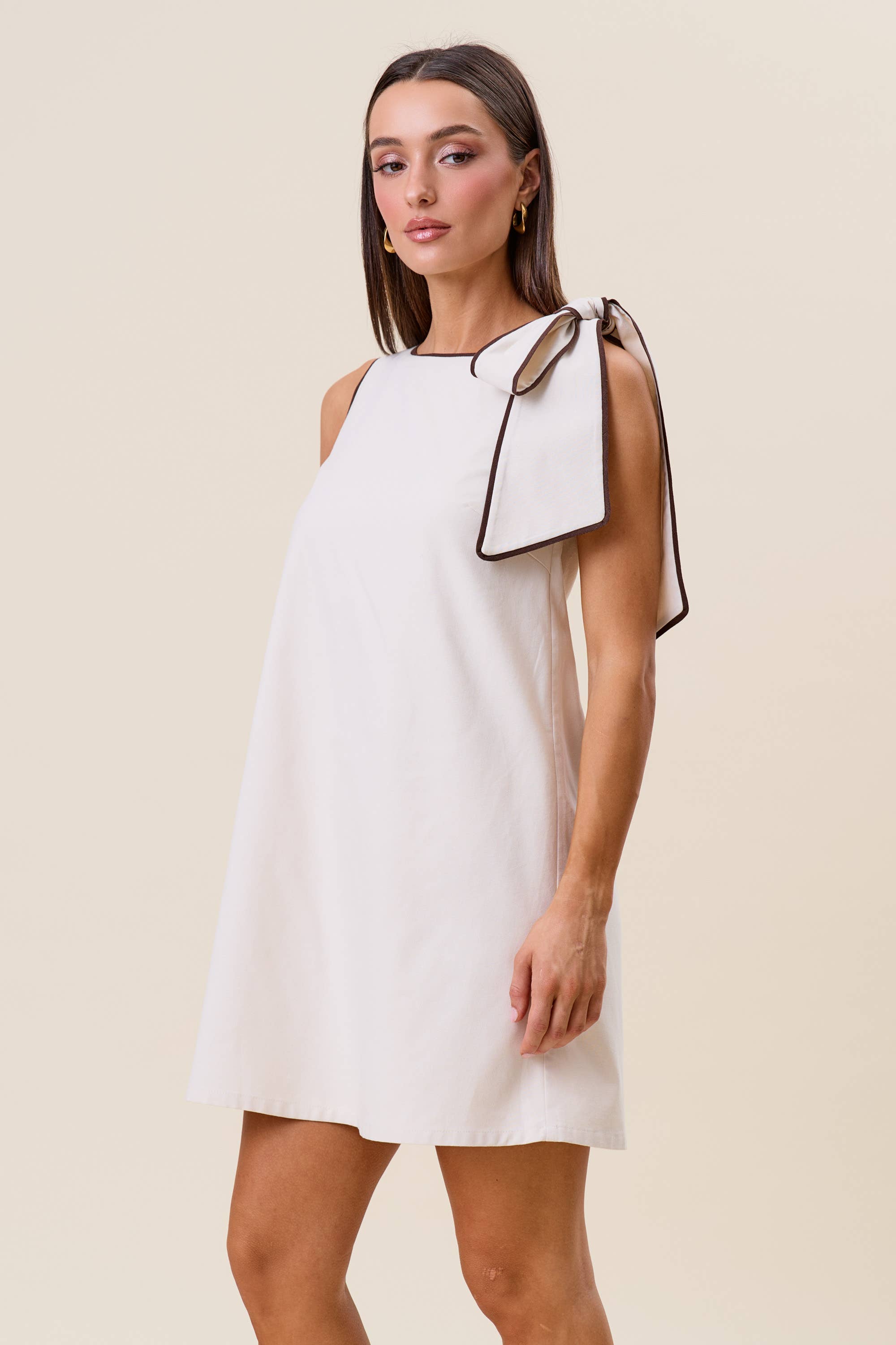 AD3033 Tie shoulder sleeveless mini shift dress