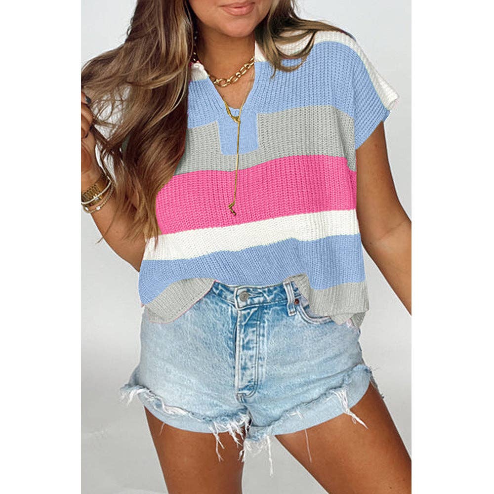Green Knit Top Casual V Neck