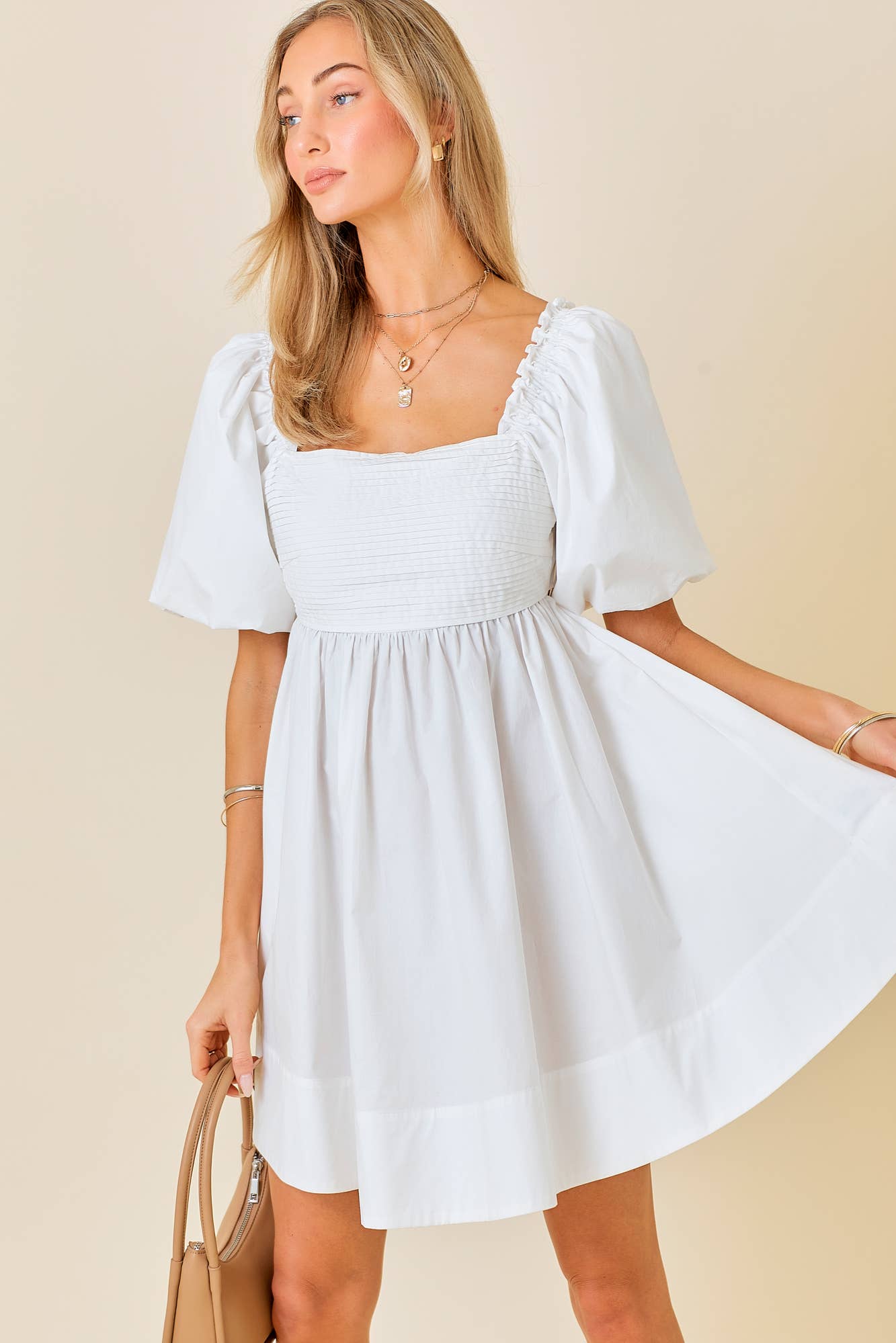 Ruffle Square A-line Cotton Midi Dresses