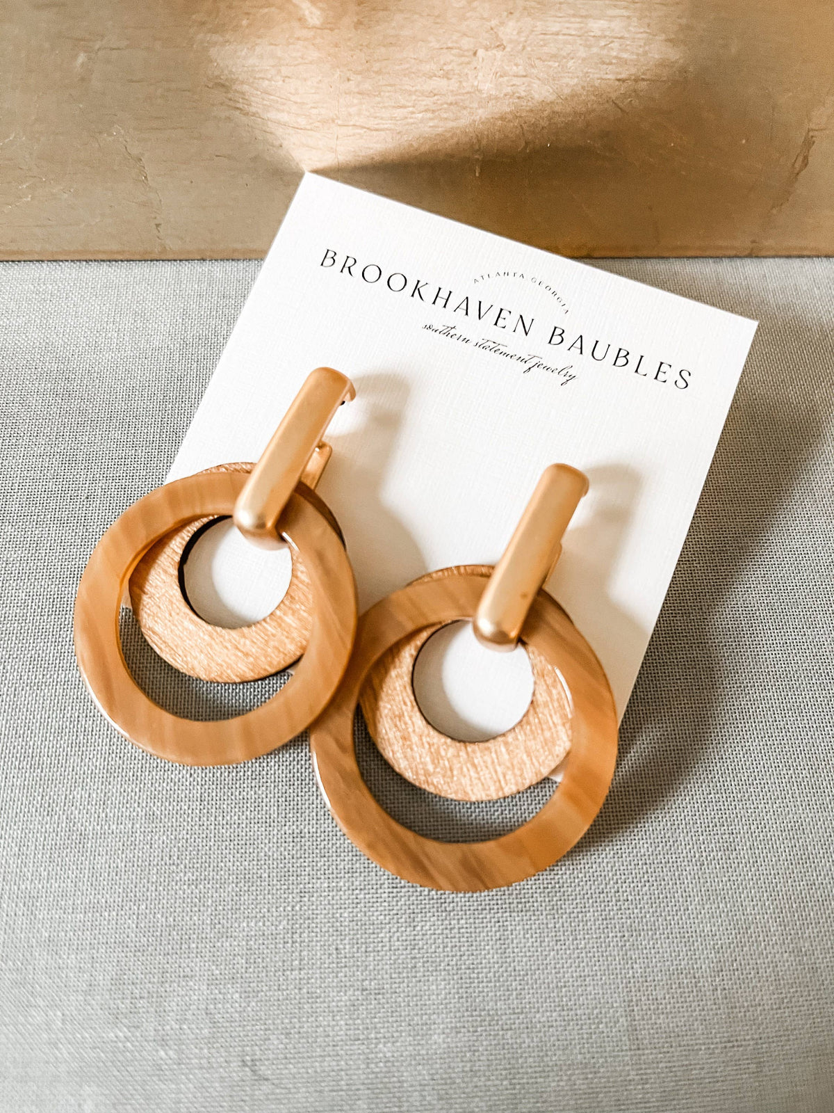 Wood & Acrylic Circle Earrings
