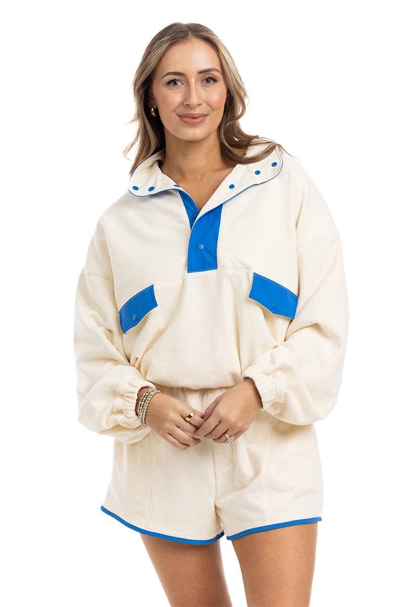 Yellow & Blue Quarter Snap 2 Piece Athletic Set