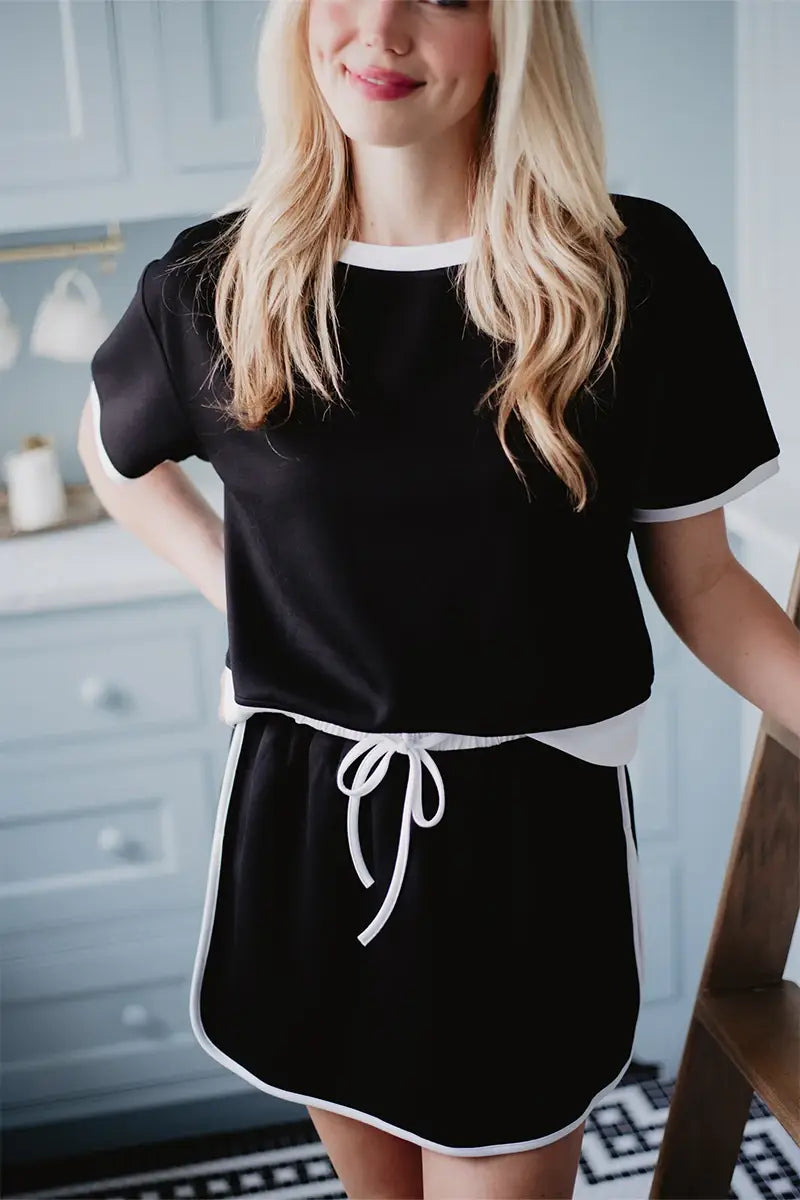 Black and White Matching Skirt and Top Set
