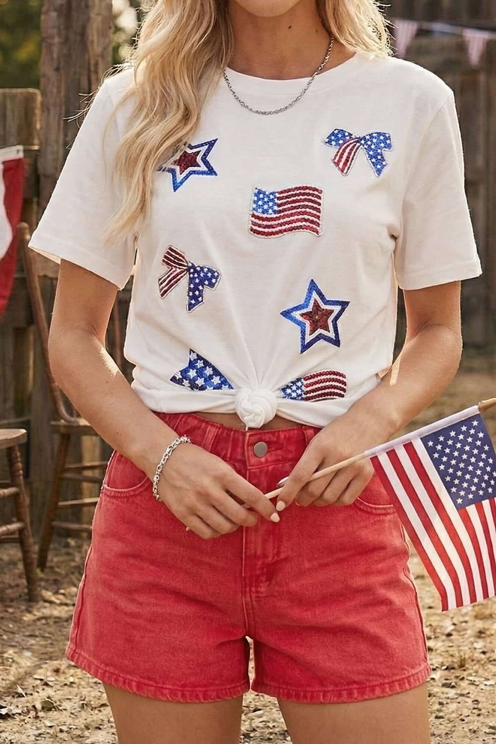 Fourth of July Sequin Patriotic Summer Tee