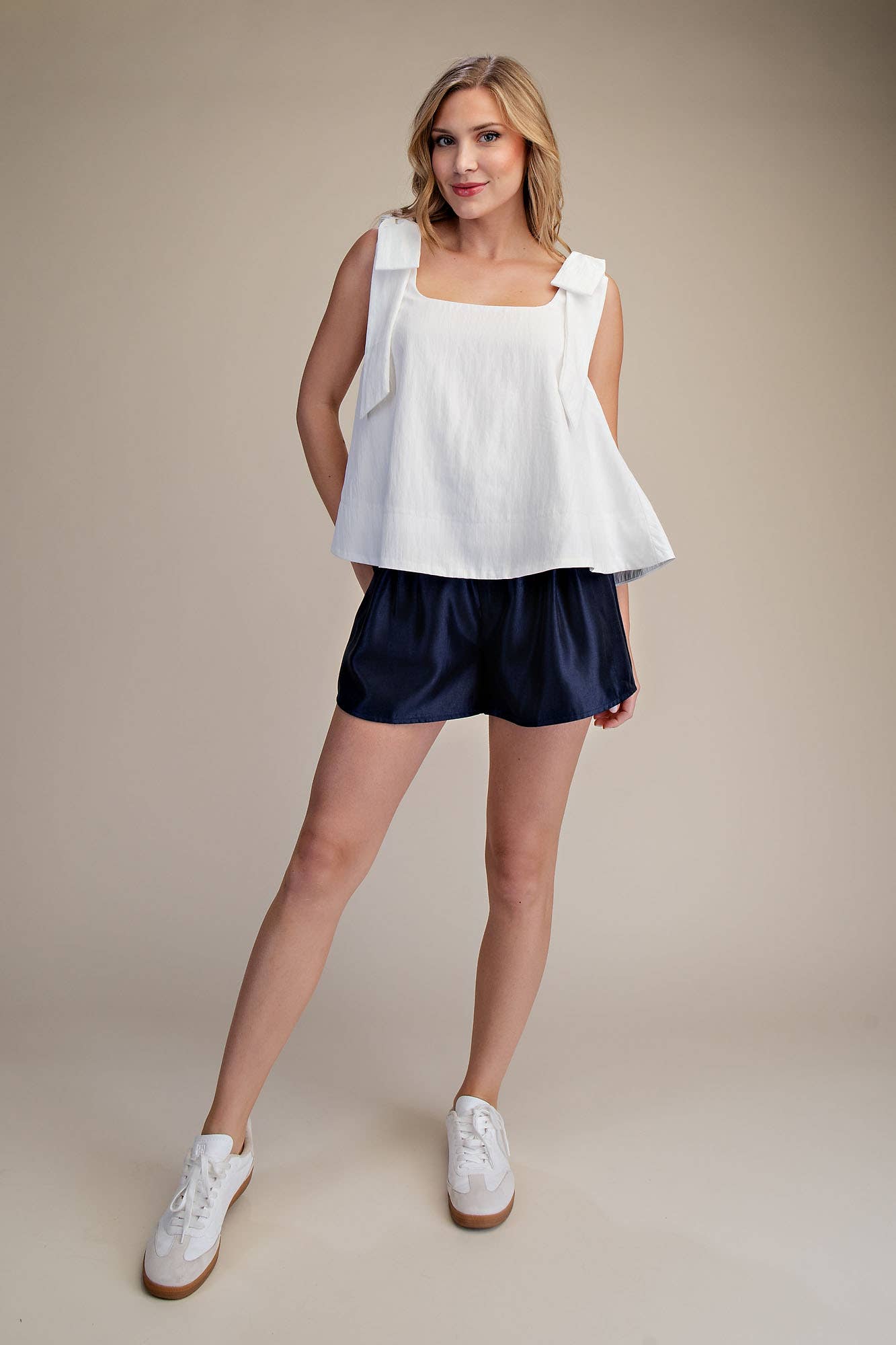 Scoop Neck Bow Shoulder Top