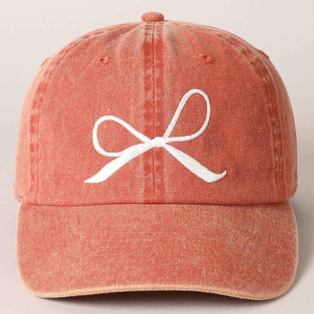 Bow Embroidered Cotton Baseball Cap