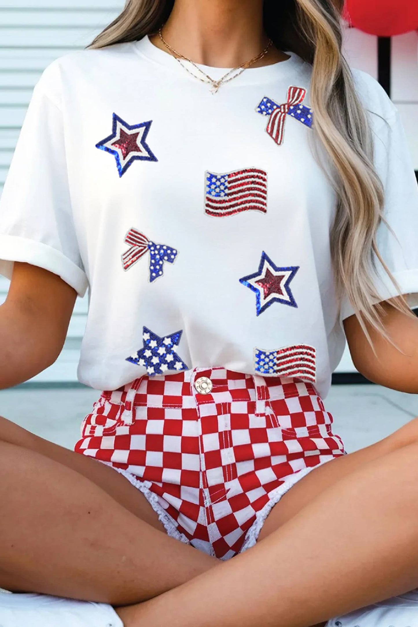 Fourth of July Sequin Patriotic Summer Tee