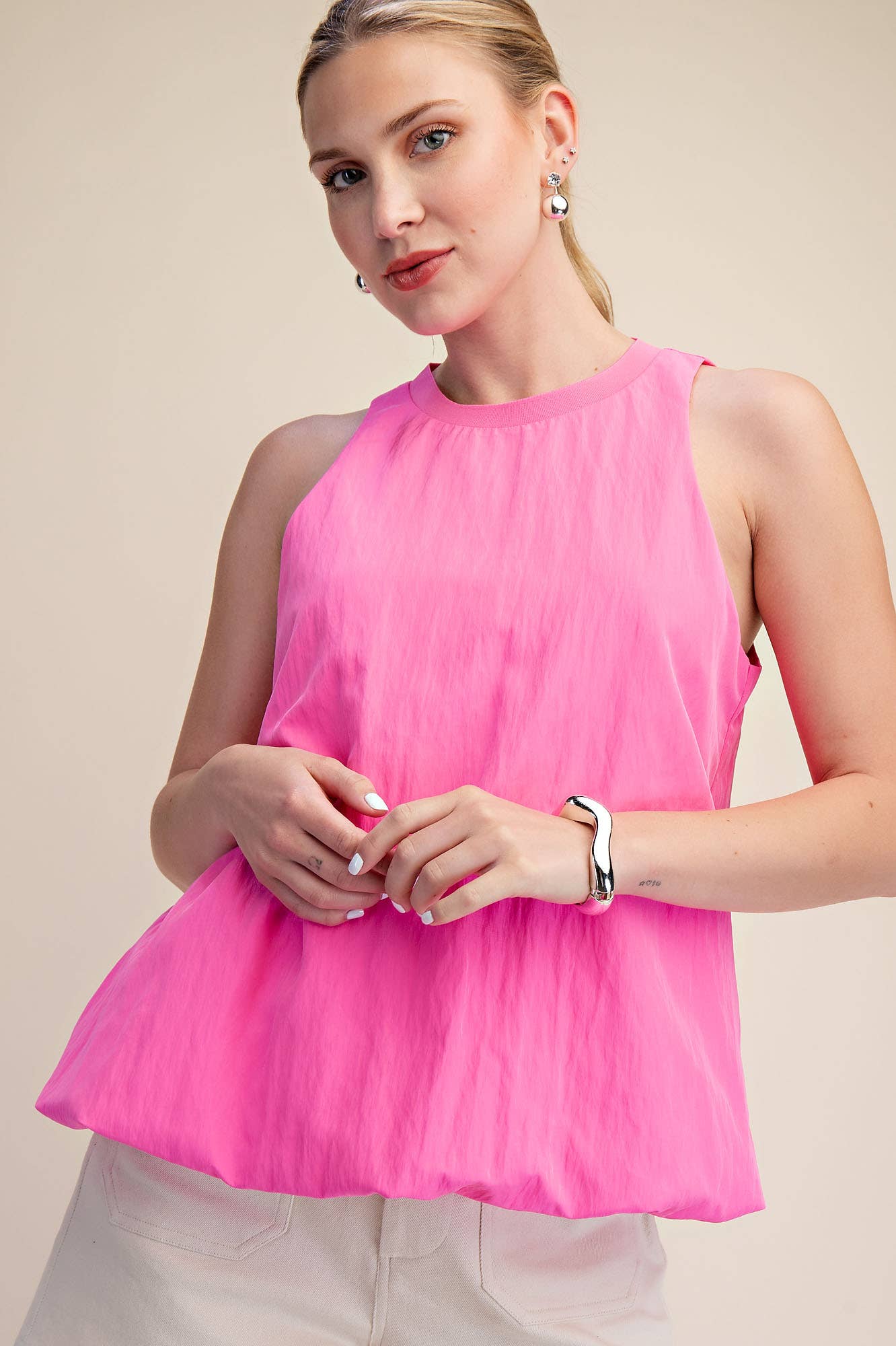 Sleeveless Crew-Neck Top