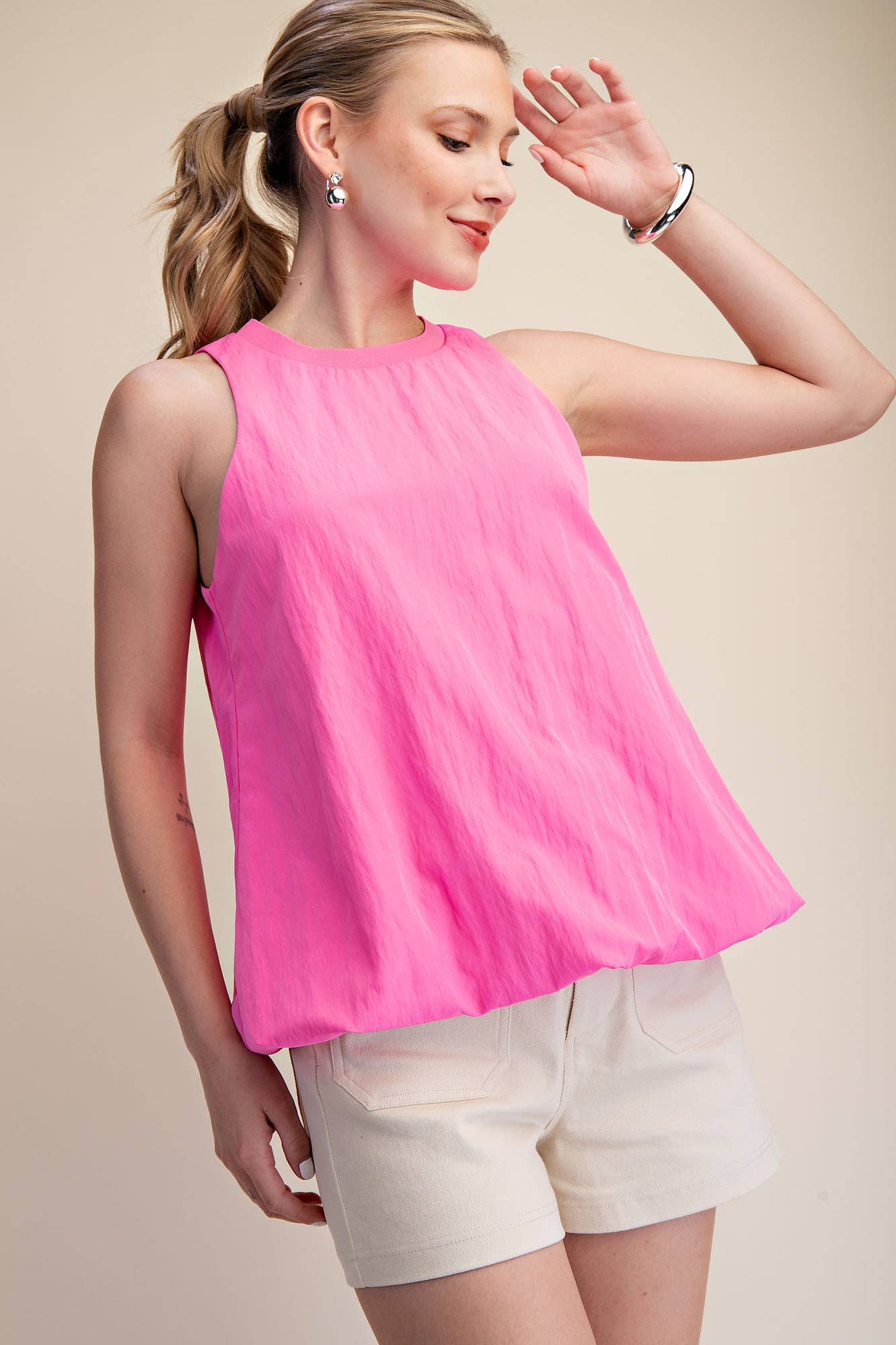 Sleeveless Crew-Neck Top