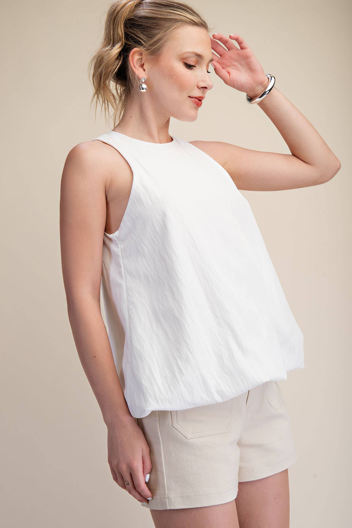 Sleeveless Crew-Neck Top