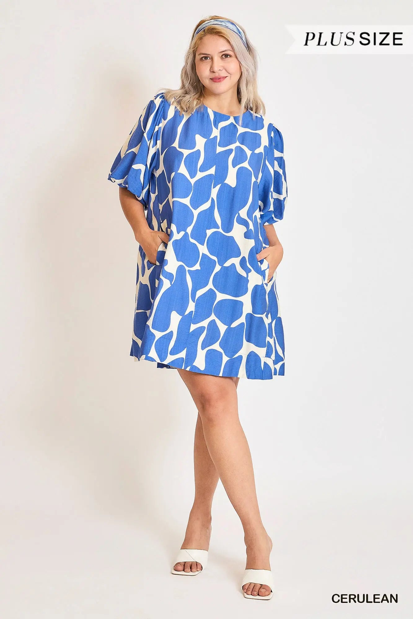 Two Tone Abstract Print Dress