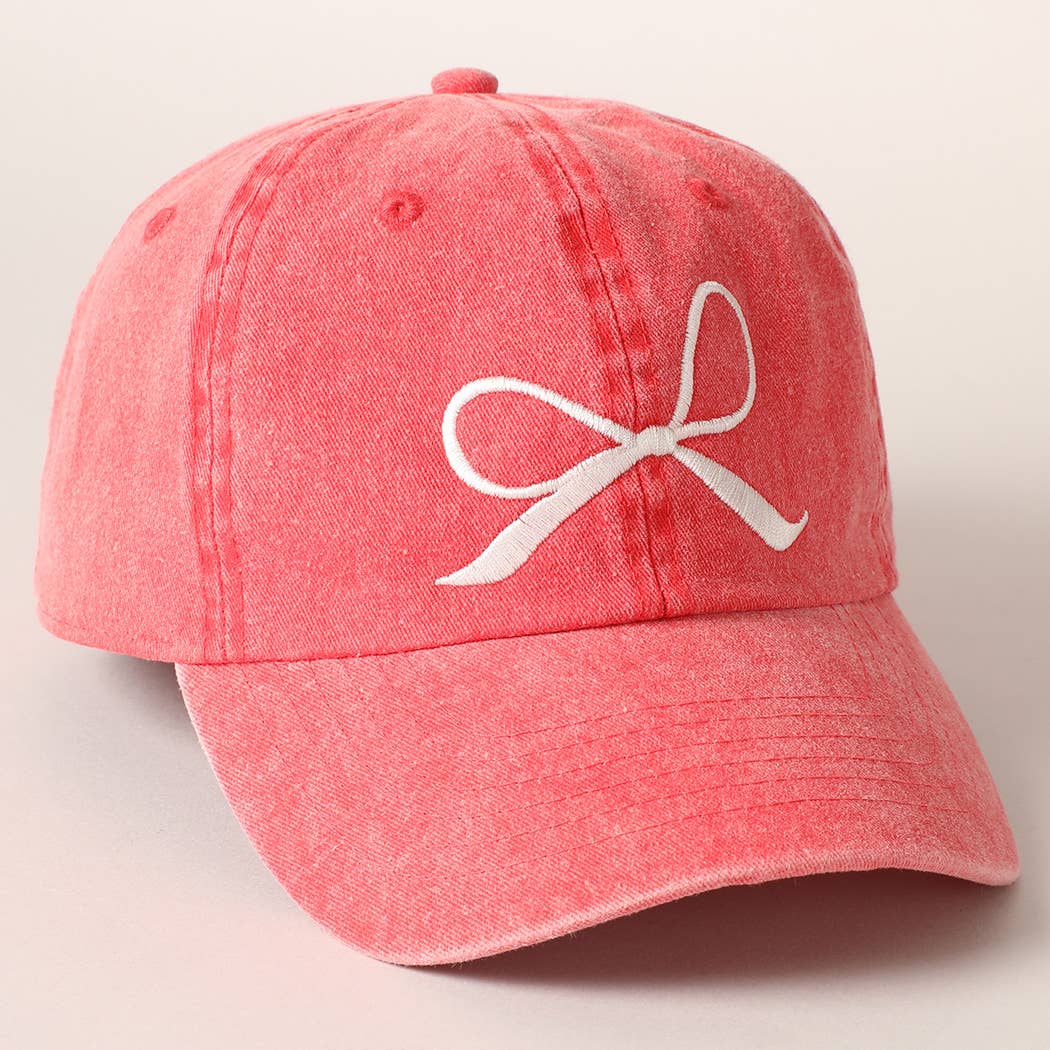 Bow Embroidered Cotton Baseball Cap