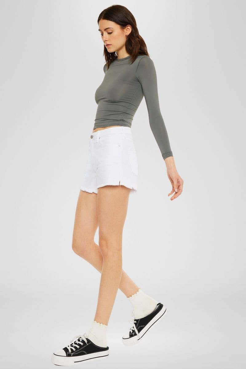 HIGH RISE MOM JEAN SHORTS-KC78015WT