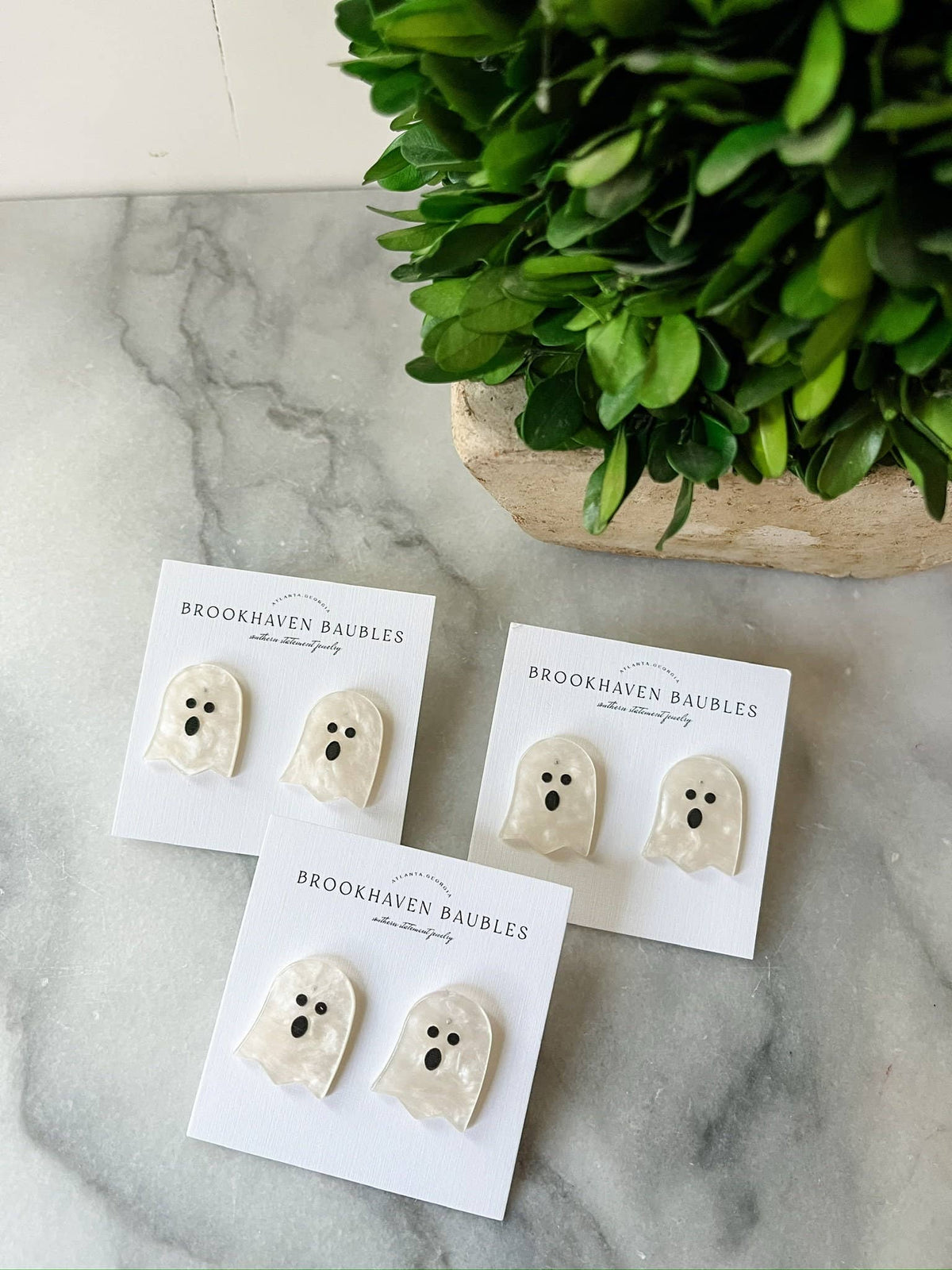 Halloween Acrylic Ghost Beaded Statement Earrings