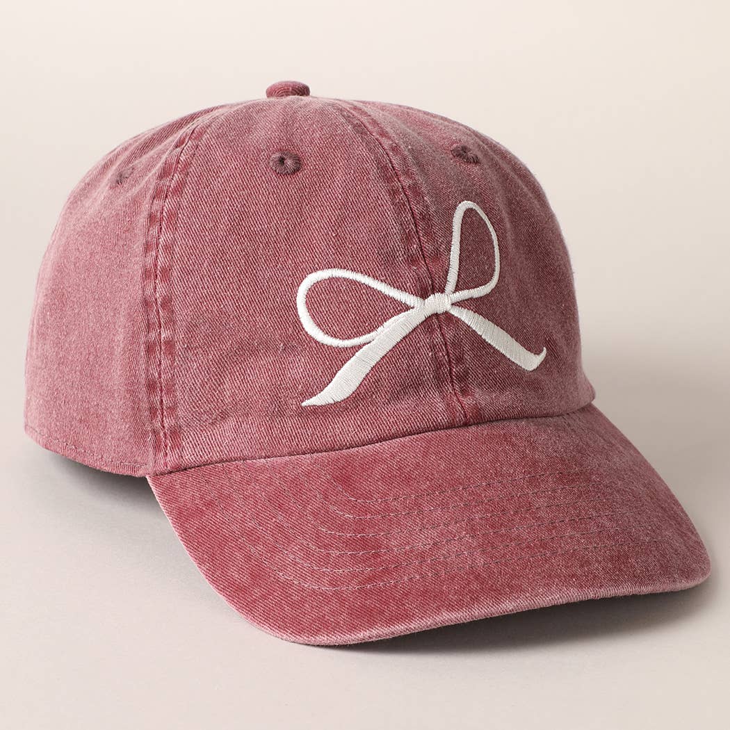 Bow Embroidered Cotton Baseball Cap