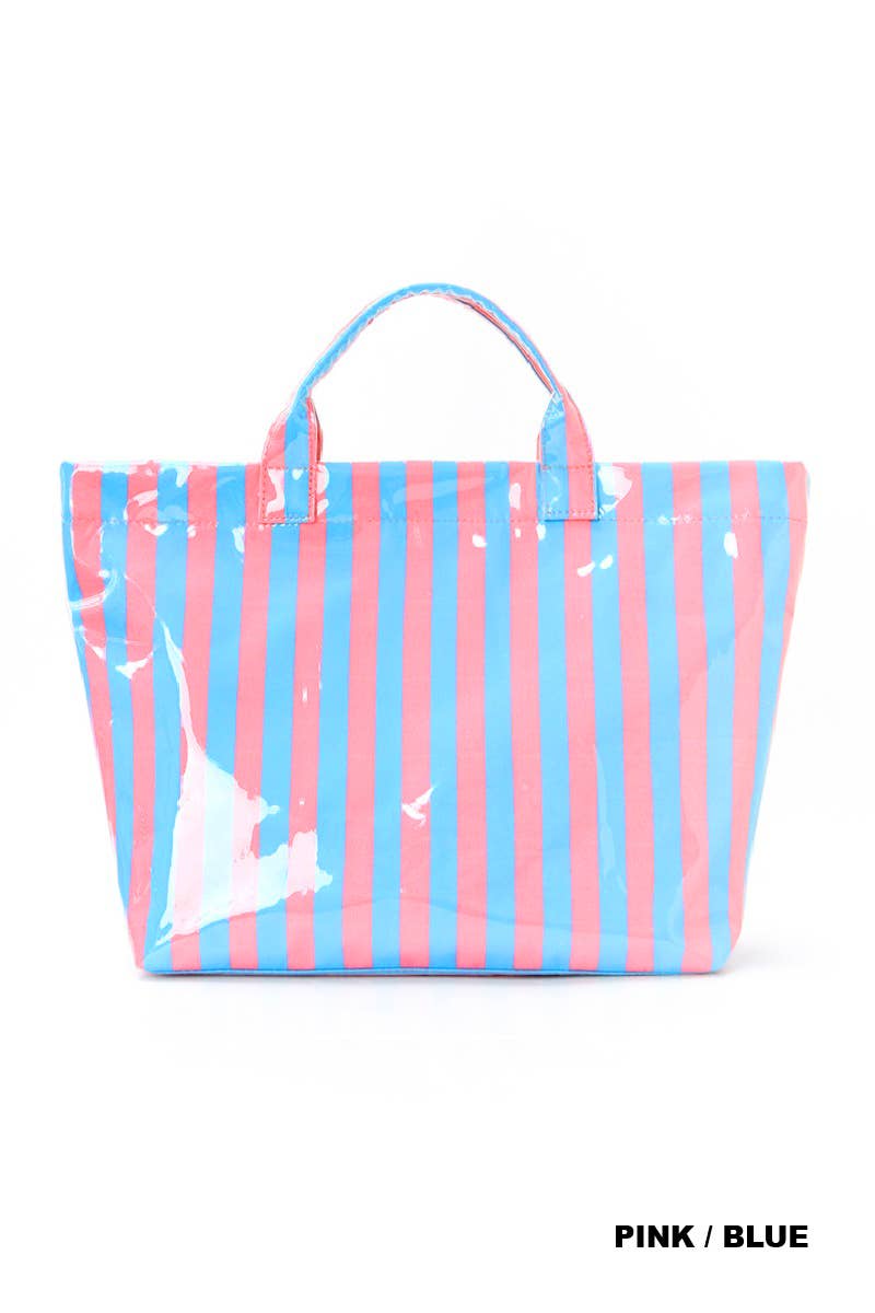 Large Capacity Striped PVC Tote Bag